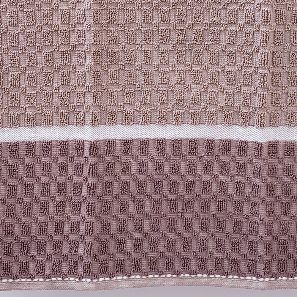 💘FINAL⚜️NEW!⬜️ #9040-B ■Tan Block design Hang'N'Snap HAND Towel 💟PLASTIC SNAP - Picture 6 of 12